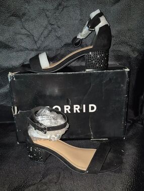 Torrid 7WW Black Low Block Heel Ankle Strap Heel - New